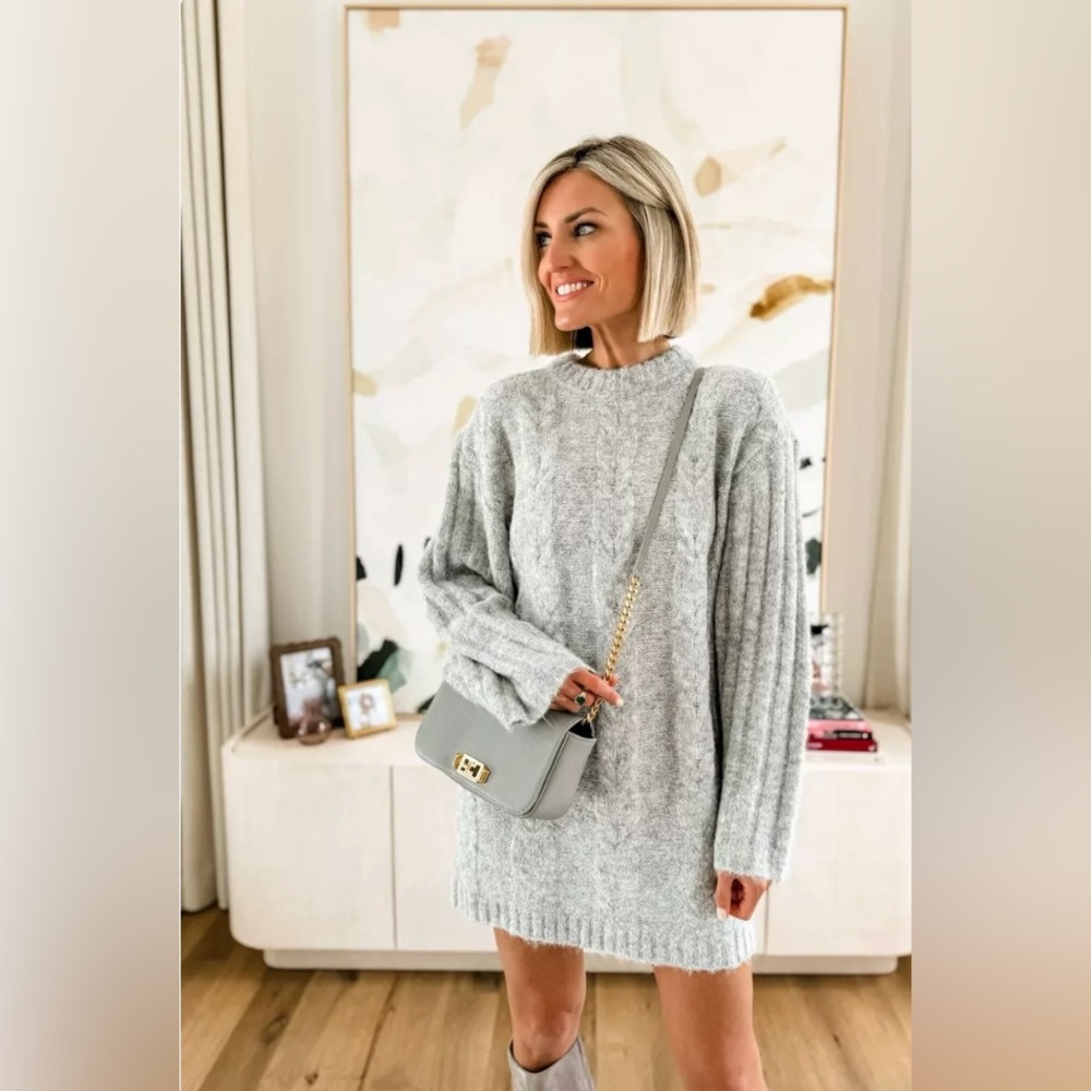 Topshop Grey Cable knit Sweater